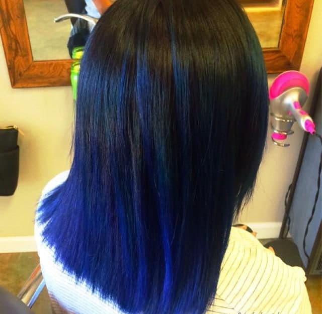 black hair with blue tips