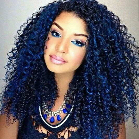 black and blue curly hair