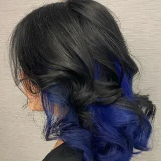 black hair with blue underneath