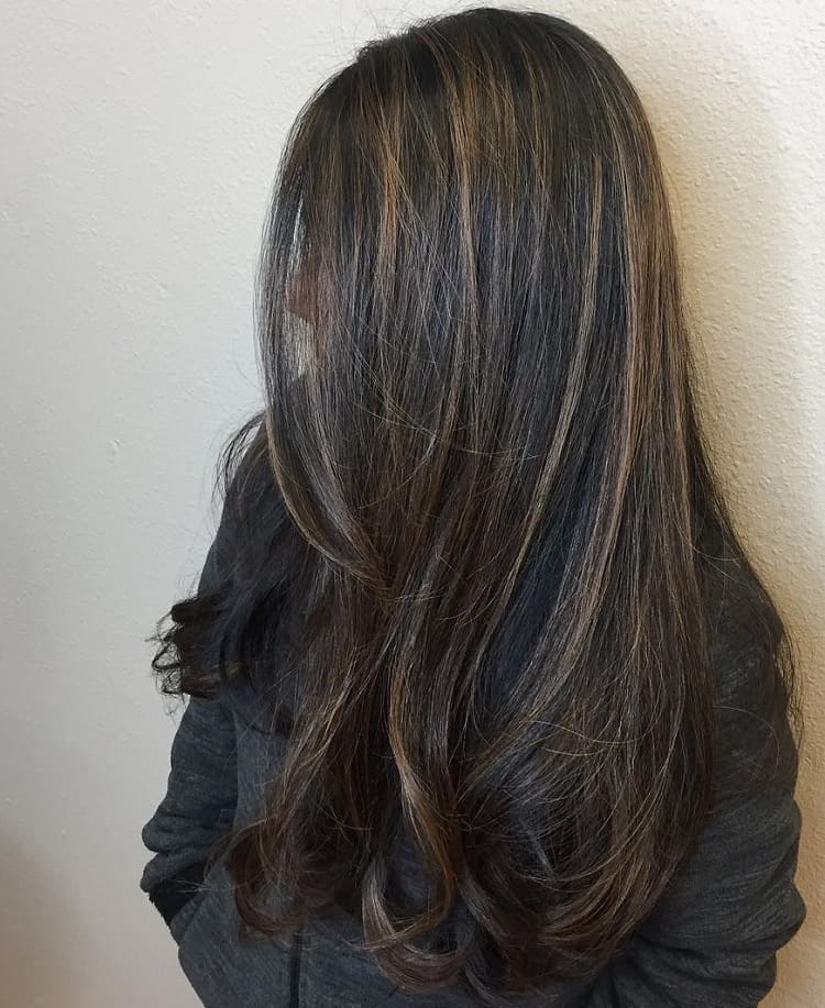 black hair with highlights