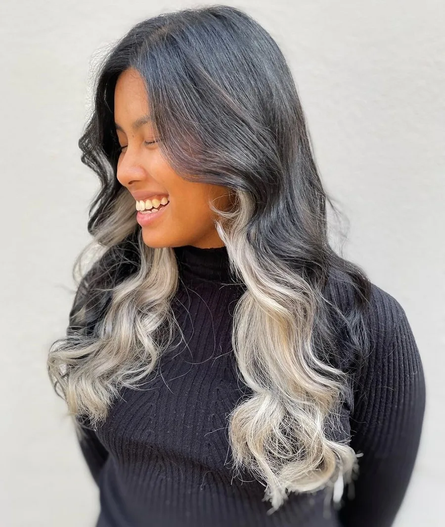 Black hair with frozen blonde underneath