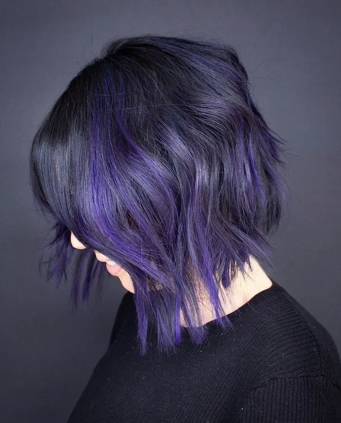 black hair with purple and blue ombre