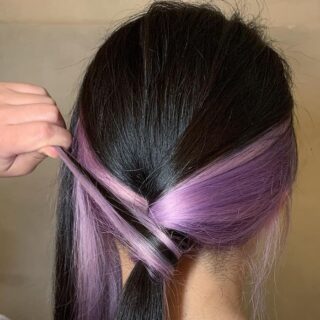 black hair with purple underneath