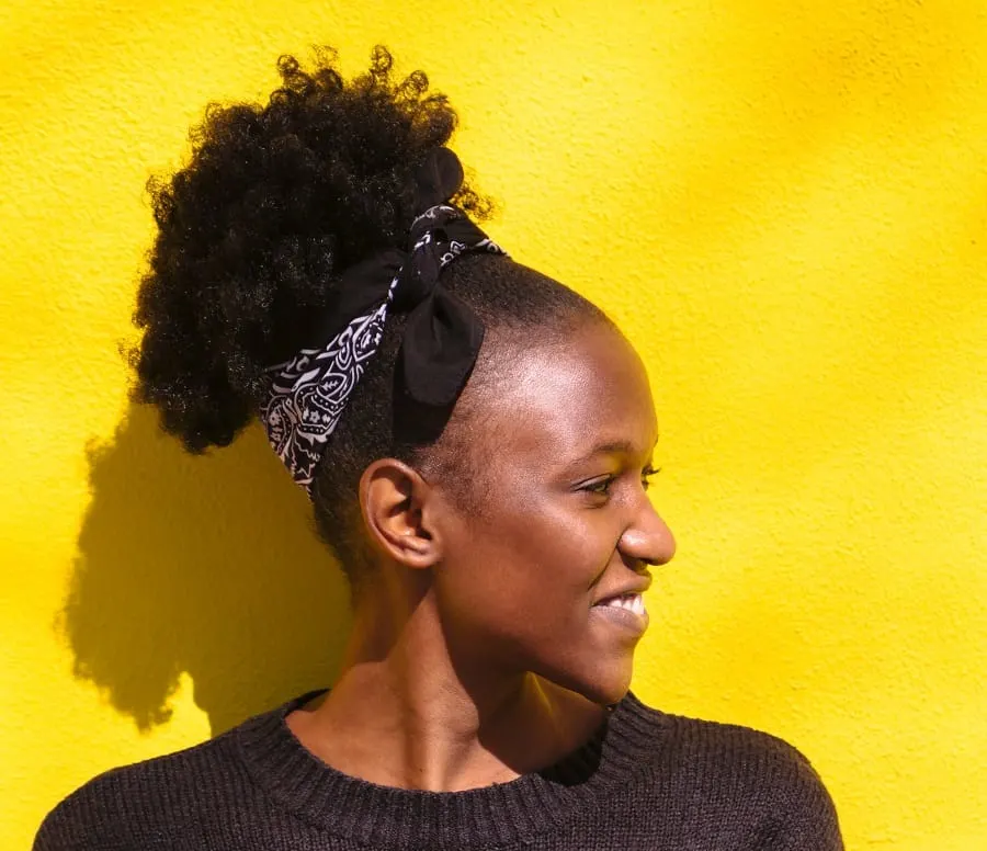 black hairstyle with a bandana