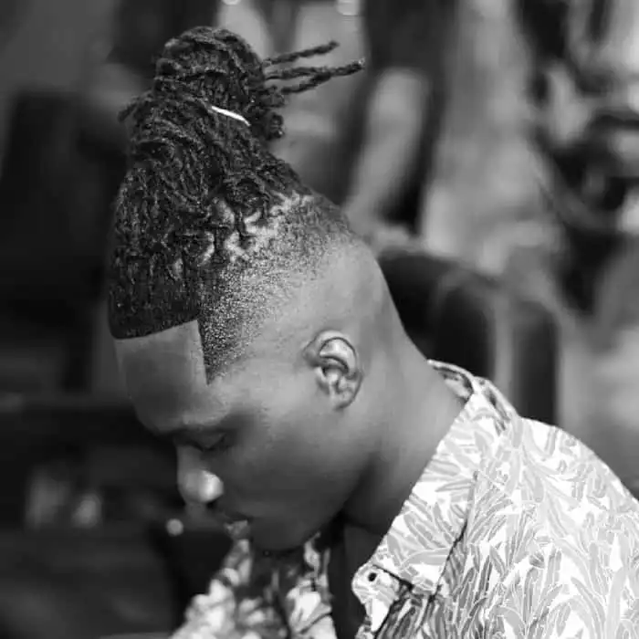 black man bun with undercut