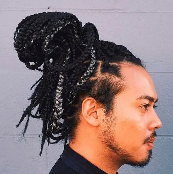 braided bun for black men 