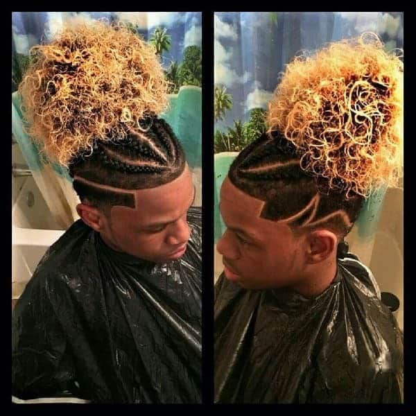 braided blonde bun for black men