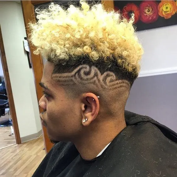 black men's blonde hairstyle with fade