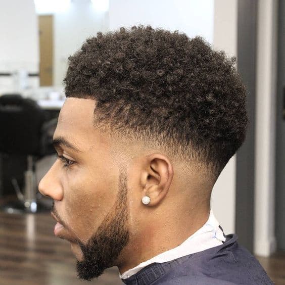 curly taper fade for black men