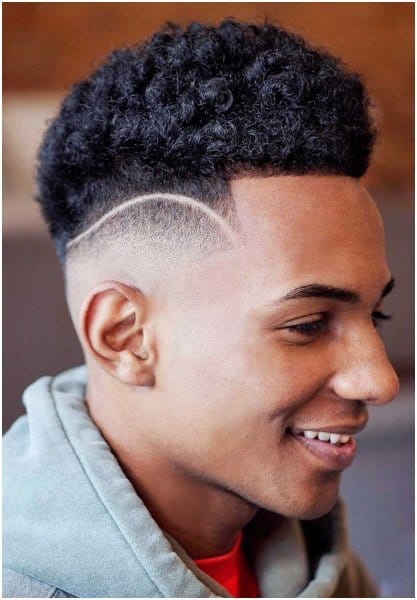 curly fade with line up for black men