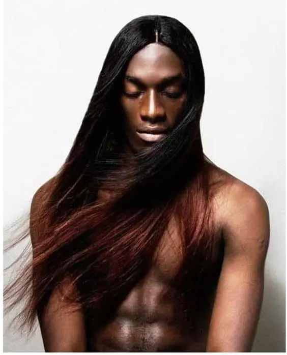 black guy with long straight hair
