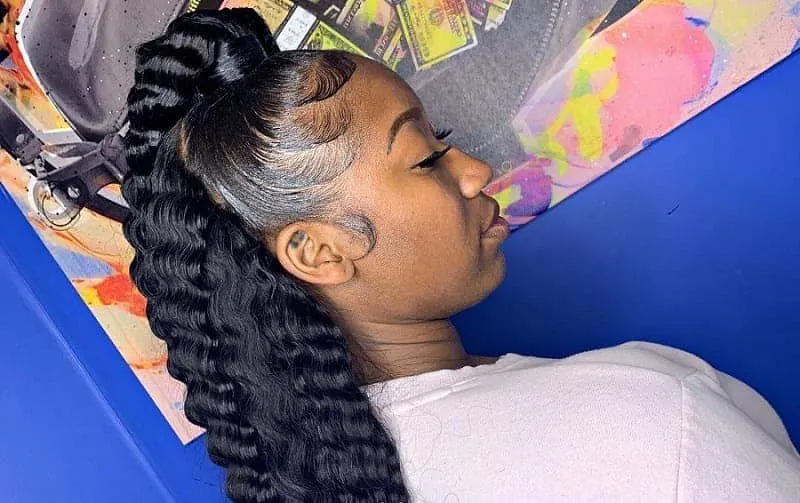crimped ponytail hairstyle for black girls