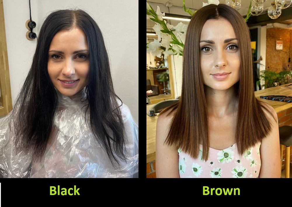 black to brown hair