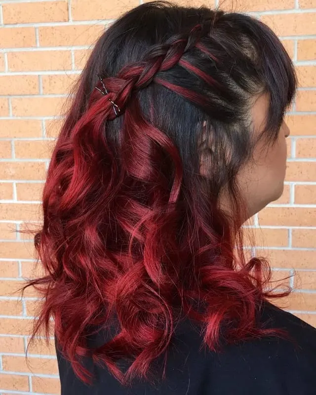 black to red ombre curls