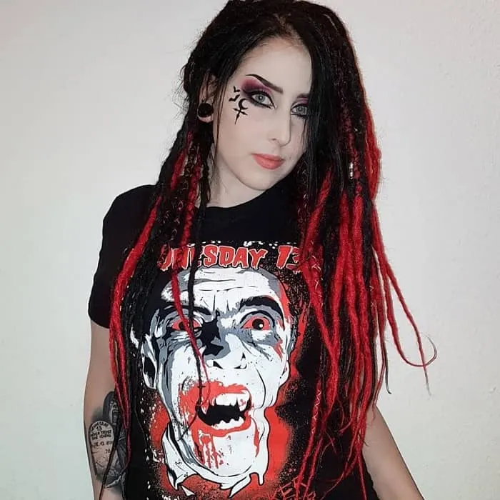 black to red ombre dreads