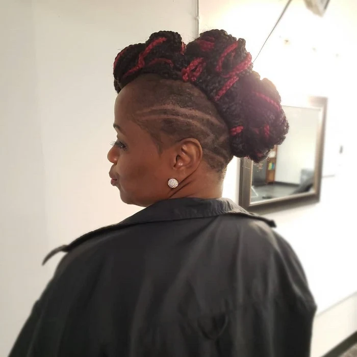 black updo with shaved sides