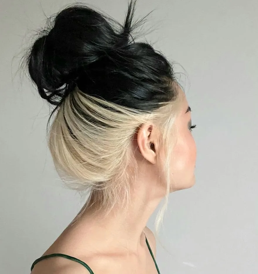 black updo with white underneath
