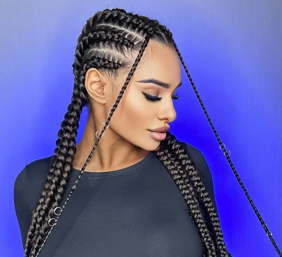 black woman with dutch braid hairstyle