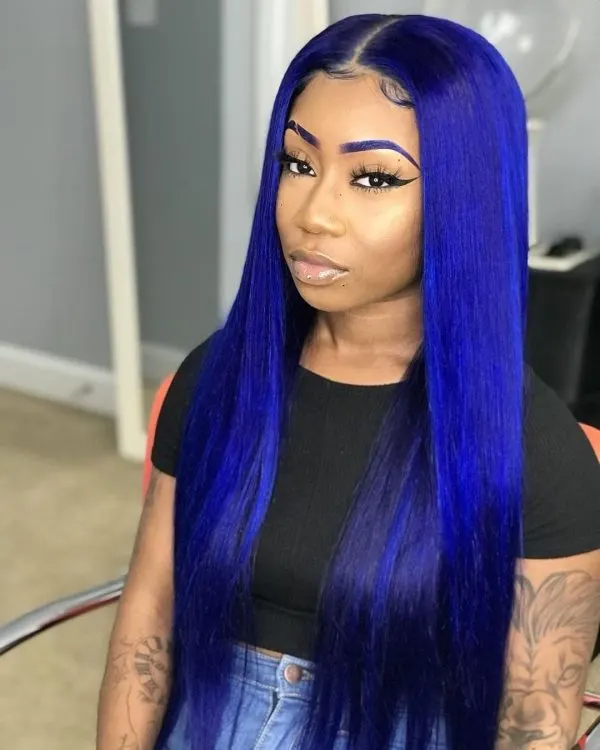 Long blue hairstyles for black girls