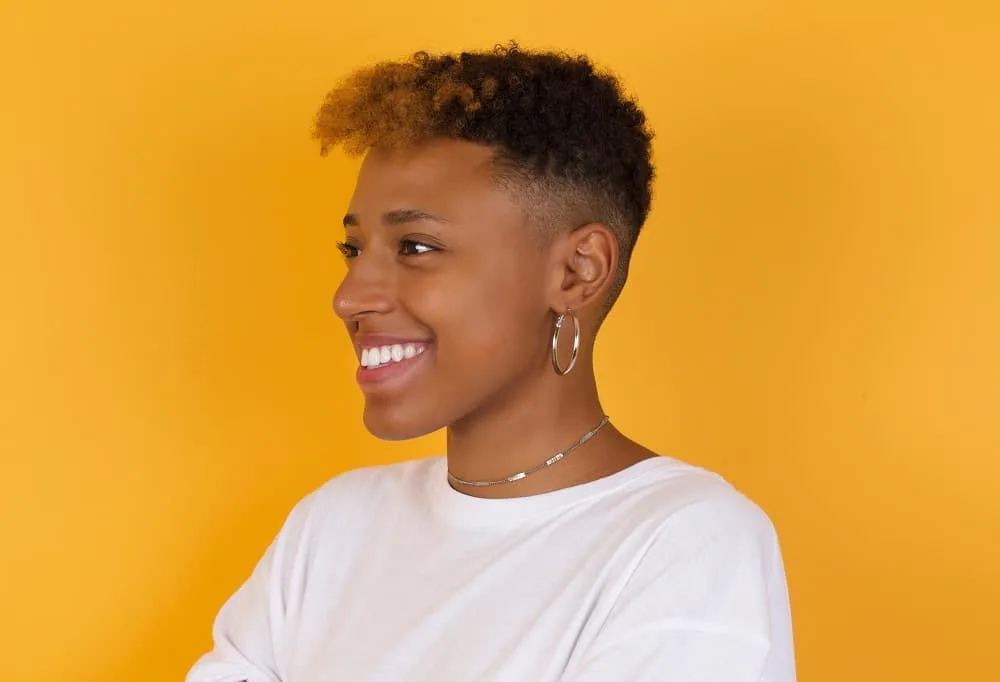 black women's short curly shaved hairstyle