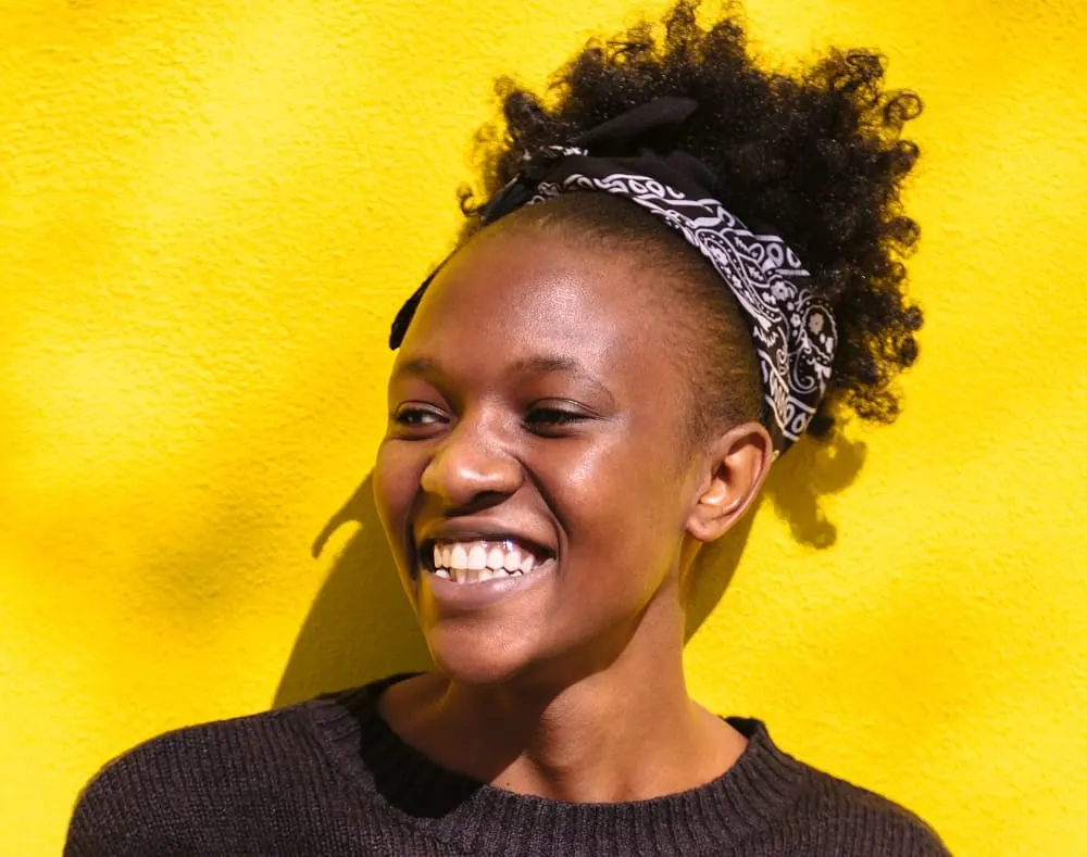 black women's updo with bandana