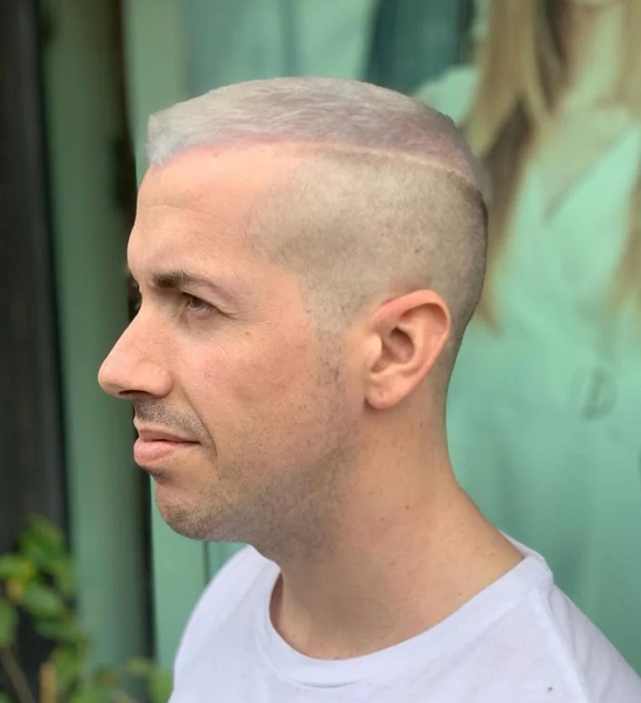 bleached hair with line for men