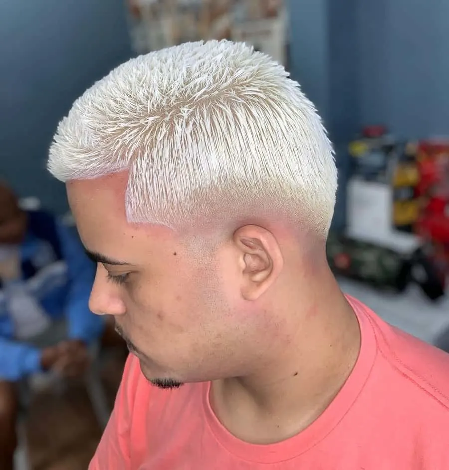 bleached hair with taper fade