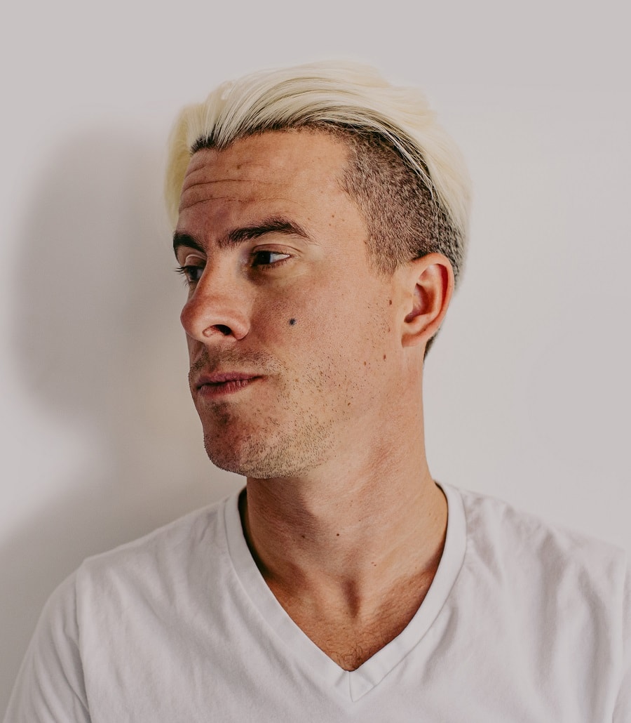 bleached hair with undercut for men