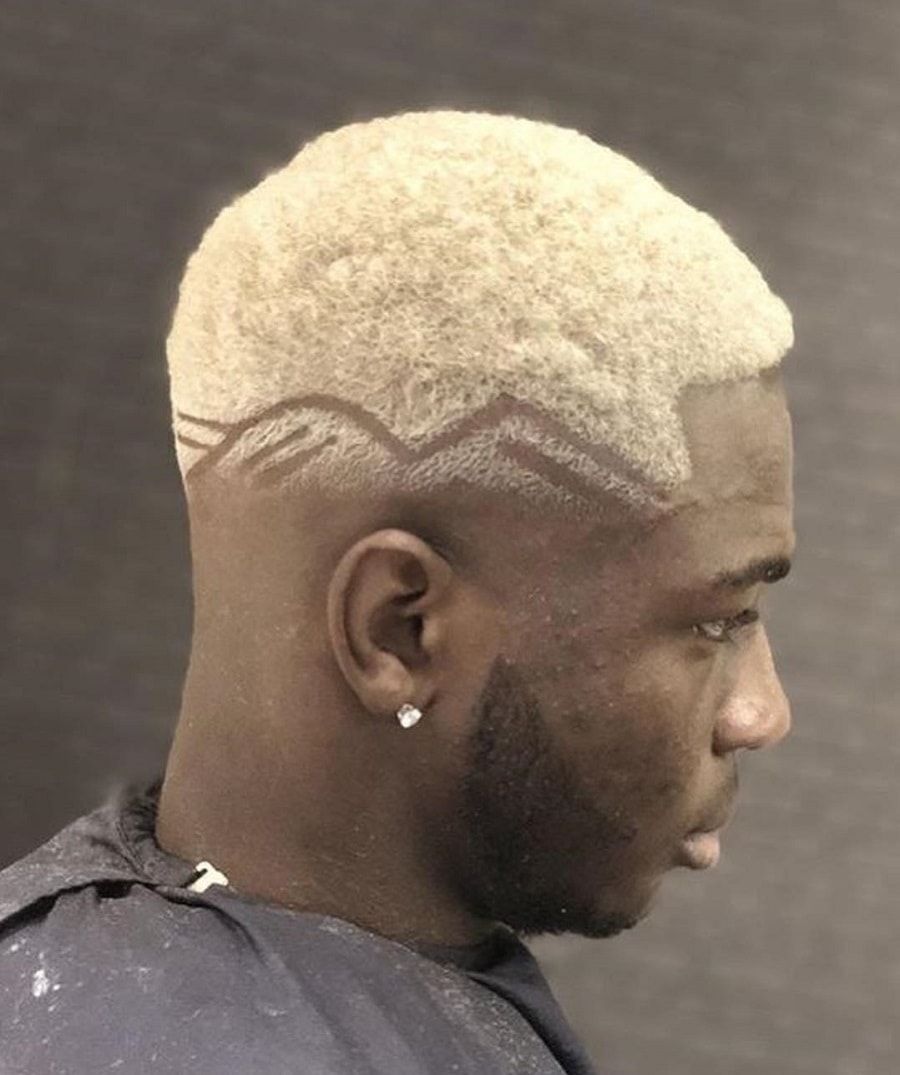 bleached hairstyle with design for men