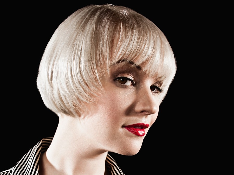 Blonde French bob with bangs