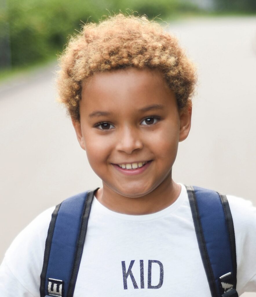 blonde afro hairstyle for black school boy