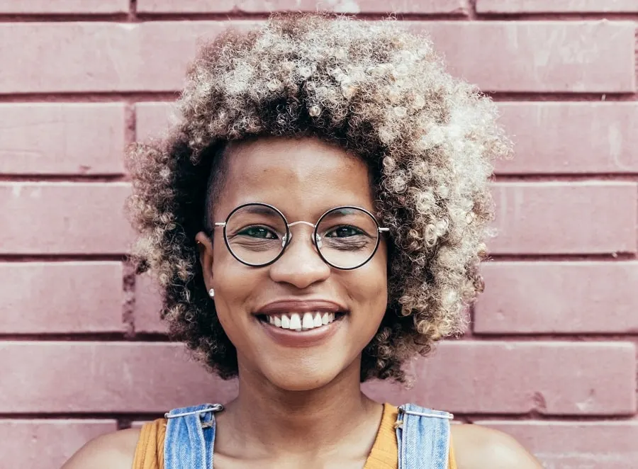 blonde afro hairstyle for black women with square face