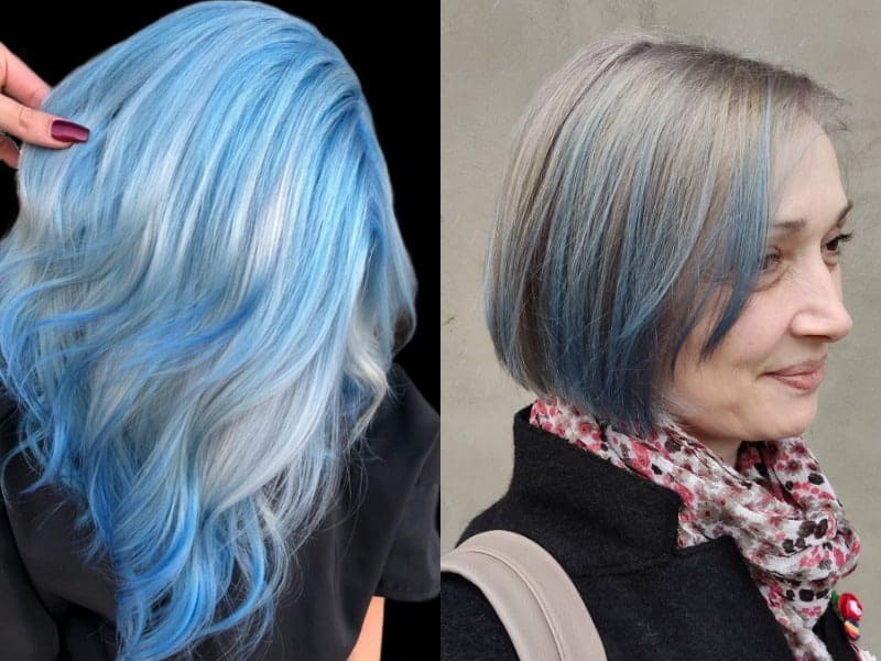 blonde and blue highlights