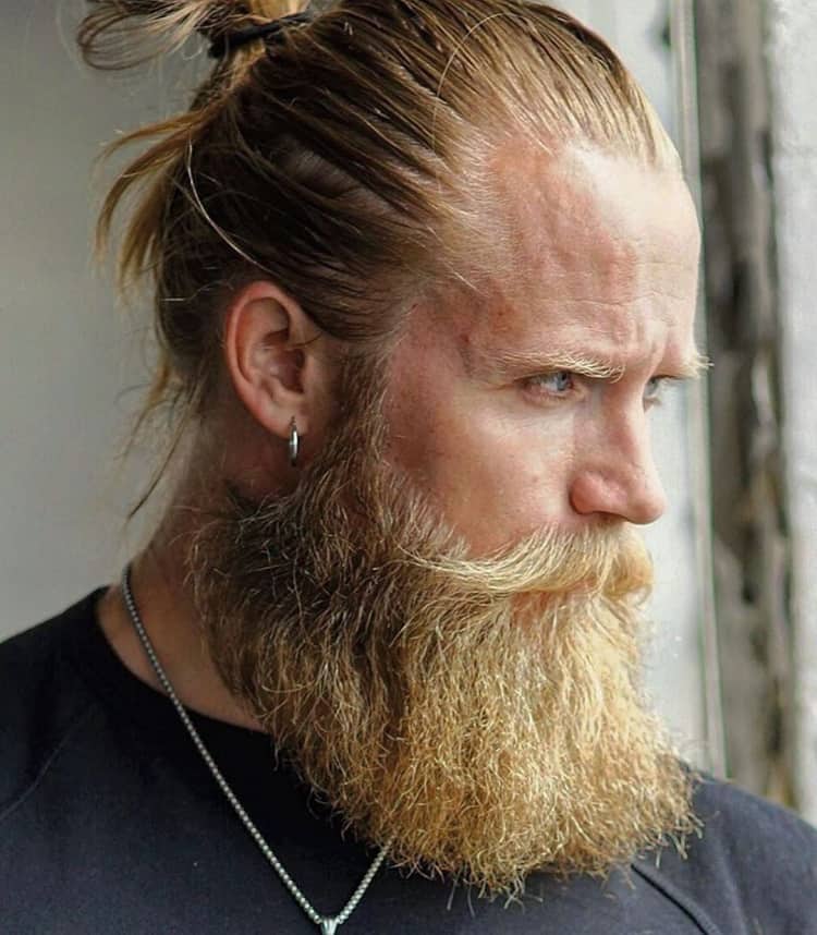 top knot with blonde beard