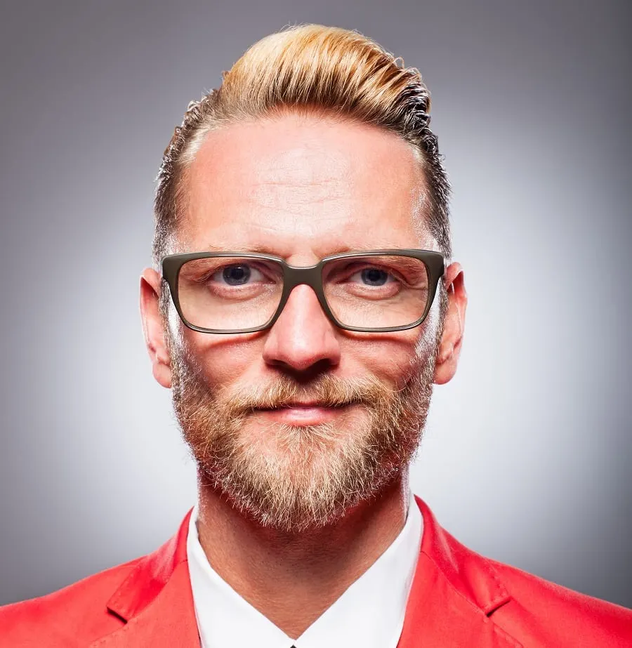 blonde beard for men with glasses