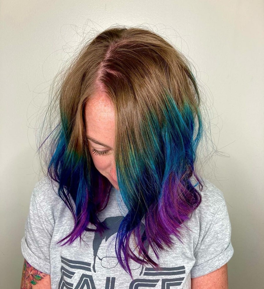 blonde blue and purple hair