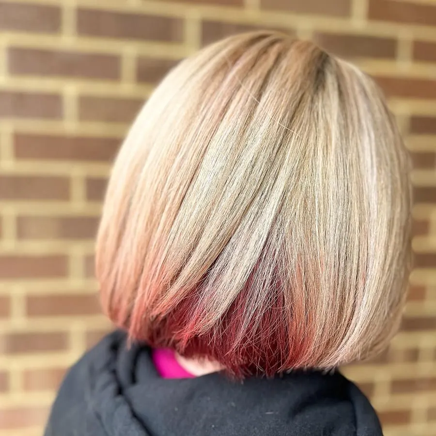 blonde bob with red underneath