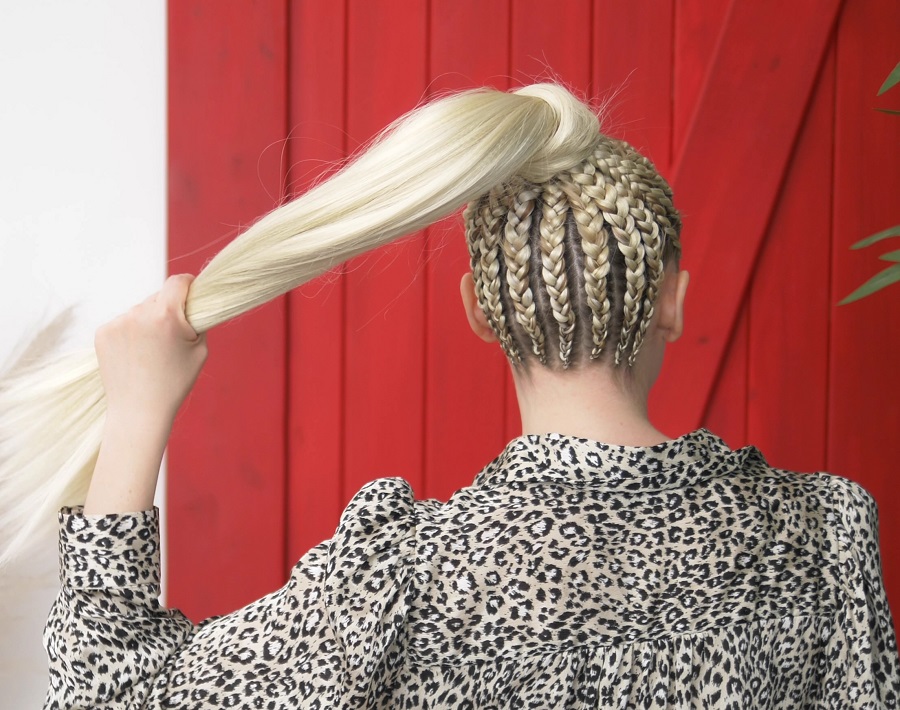 blonde cornrow ponytail
