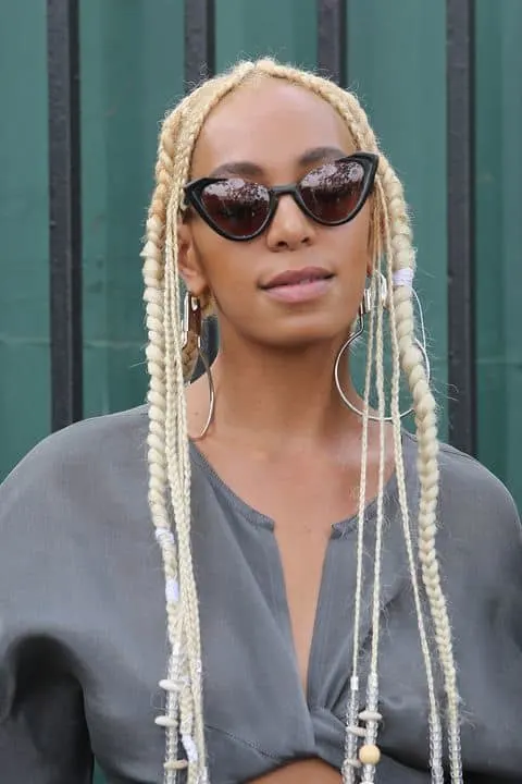 Solange Knowles with blonde cornrows