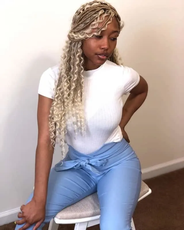 blonde and brown faux locs combo 