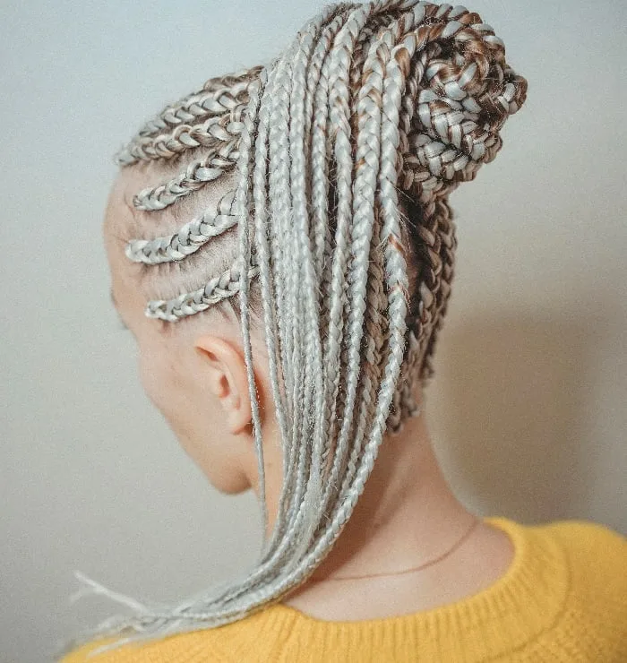 blonde feed in braids