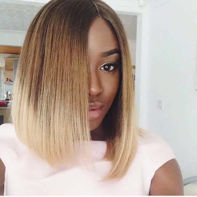 Honey Blonde Ombre Lob for Brown Skin