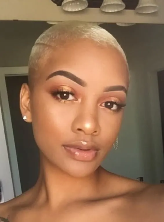 blonde buzz cut for brown skin women