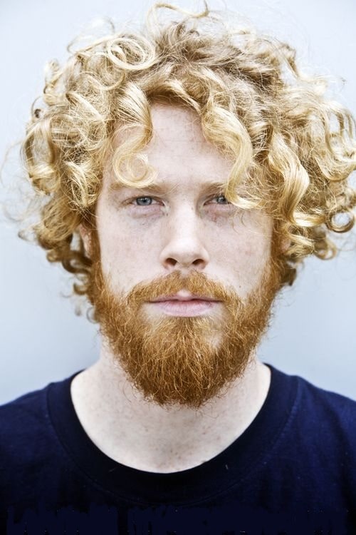 Curly Blonde Hair with Full Red Beard