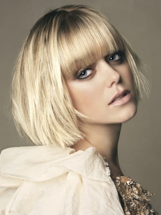 Blonde Straight Bob with Bangs