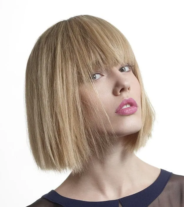 Blonde hair with smooth bangs