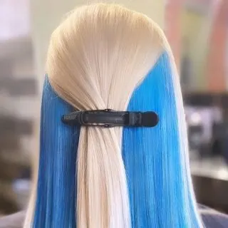 blonde hair with blue underneath
