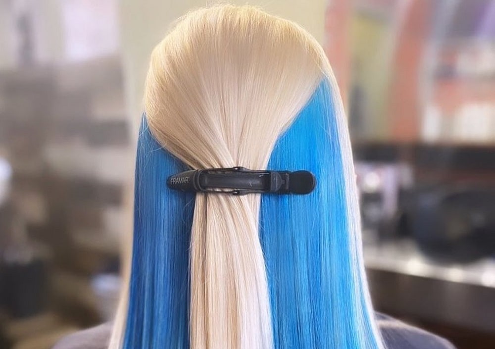 blonde hair with blue underneath