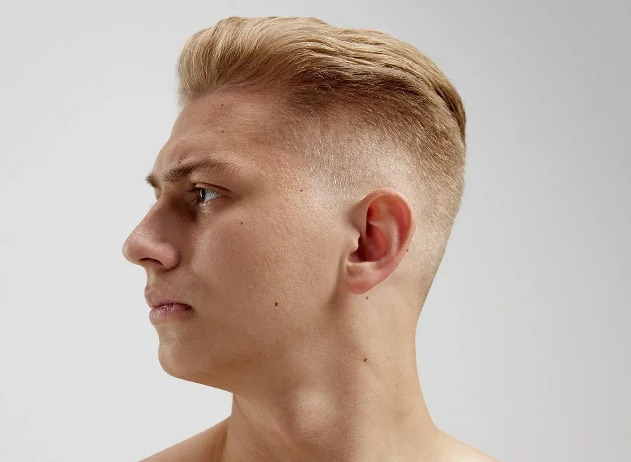blonde hair with mid fade for round face