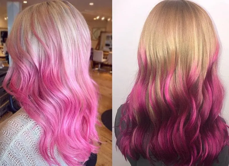 Blonde Hair with Pink Ombre